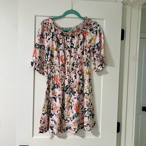 LULU| Off the shoulder floral pink mini dress